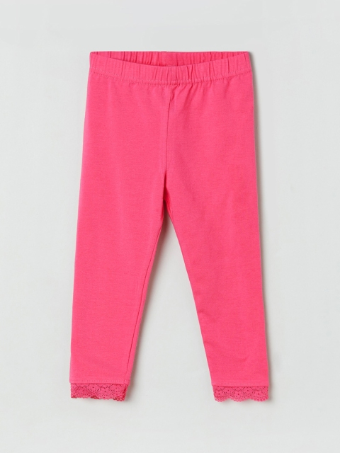 

max Girls Pink Solid Ankle-Length Leggings