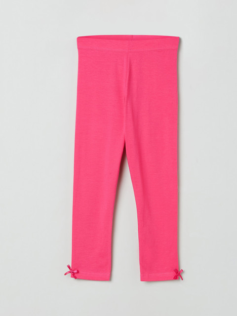 

max Girls Pink Solid Ankle-Length Leggings