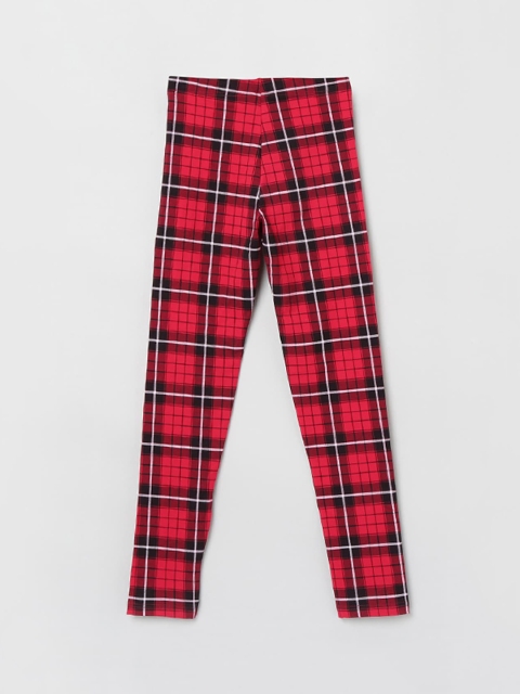 

max Girls Red & Black Checked Ankle-Length Leggings