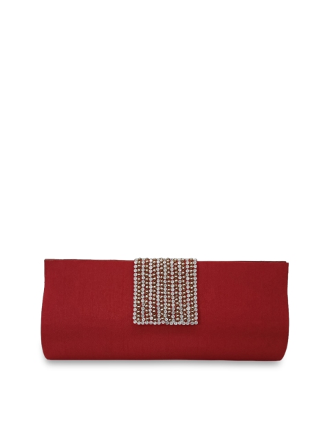 

Spice Art Red & Silver Embellished Silk Handmade Clutch