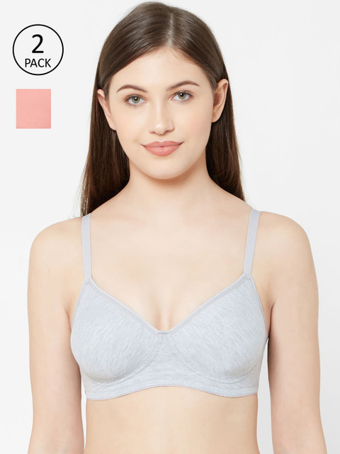 

Juliet Women Pack Of 2 Solid Non Padded Non-Wired Side Shaper Everyday Bra SAKHI, Grey