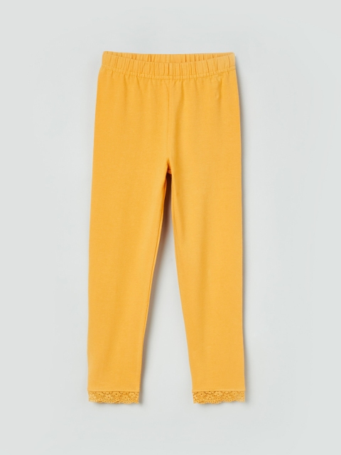 

max Girls Yellow Solid Ankle-Length Leggings