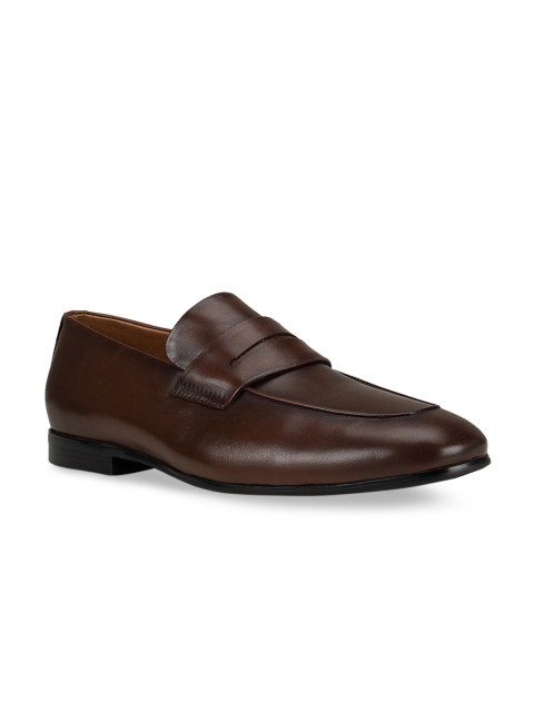 

ROSSO BRUNELLO Men Coffee Brown Solid Leather Formal Loafers