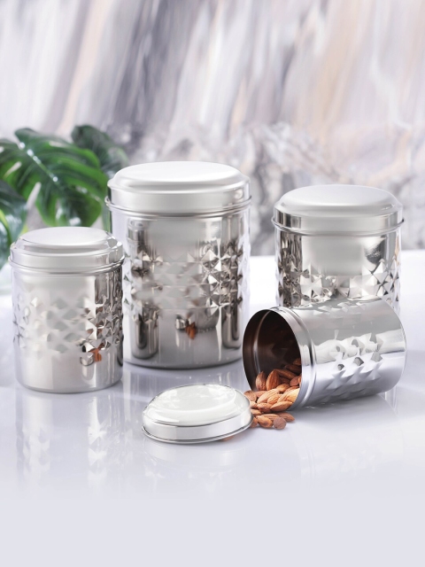 

Jensons Set Of 8 Silver-Toned Solid Stainless Steel Canister
