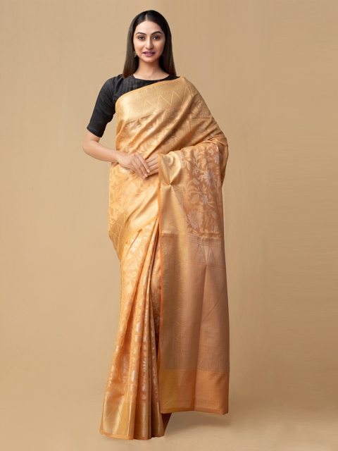 

Unnati Silks Peach-Coloured Silk Cotton Woven Design Banarasi Saree