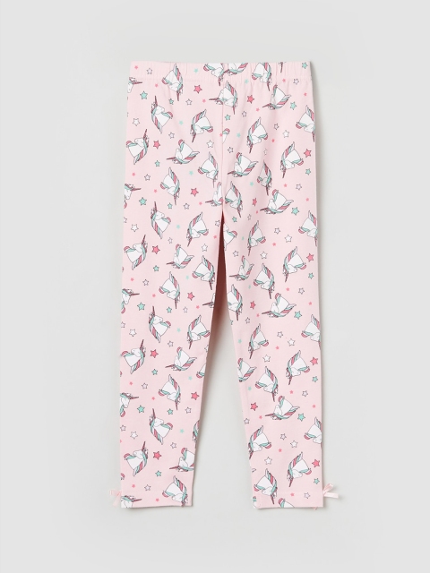 

max Girls Graphic Printed Ankle-Length Leggings, Multi