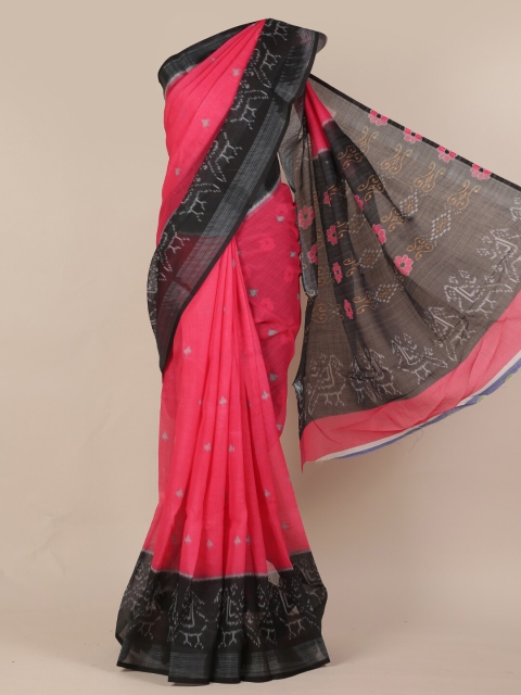 

Pothys Pink Printed Linen Blend Saree
