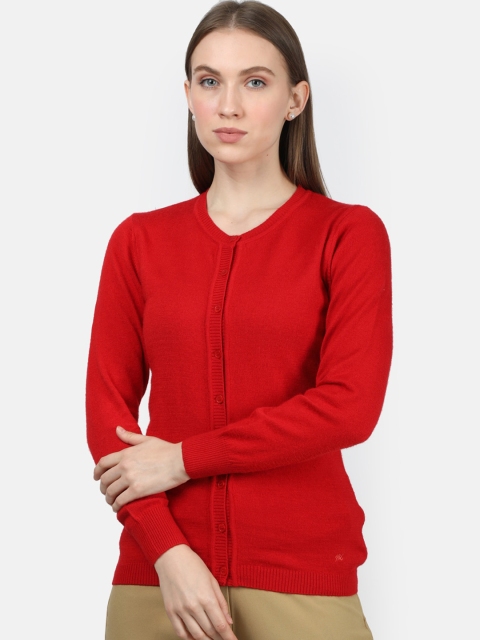 

Monte Carlo Women Red Solid Cardigan