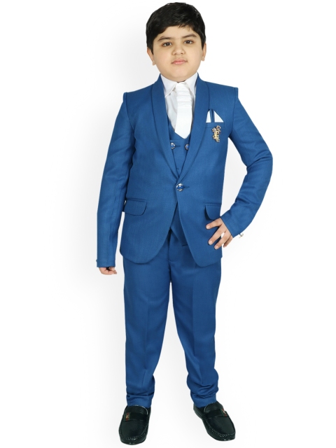 

SG YUVRAJ Boys Blue Solid Tuxedo Party Suit