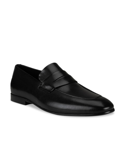 

ROSSO BRUNELLO Men Black Solid Leather Formal Loafers