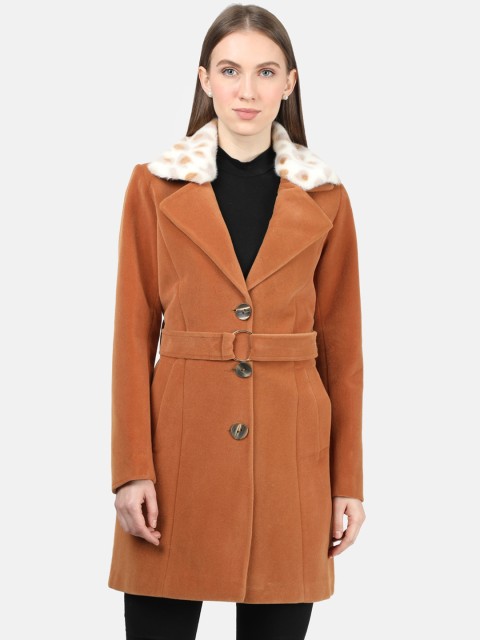 

Monte Carlo Women Brown & White Solid Trench Coat