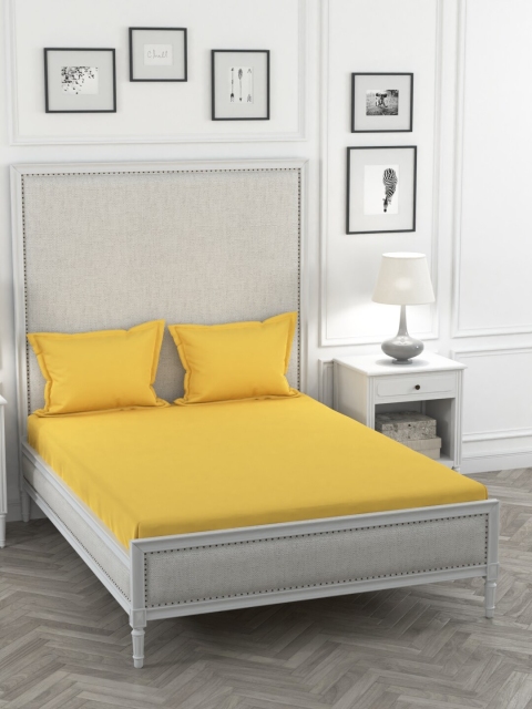 

Portico New York Yellow Solid 144 TC Double Queen Bedsheet With 2 Pillow Covers