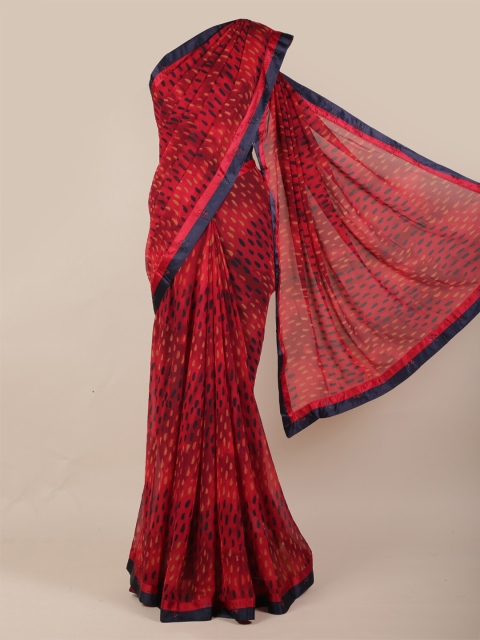 

Pothys Maroon Printed Poly Chiffon Saree