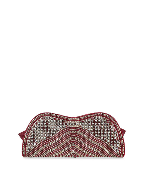 

Spice Art Women Maroon & White Embroidered Hand Clutch Purse