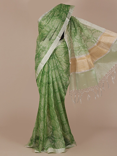 

Pothys Green Printed Tissue Saree