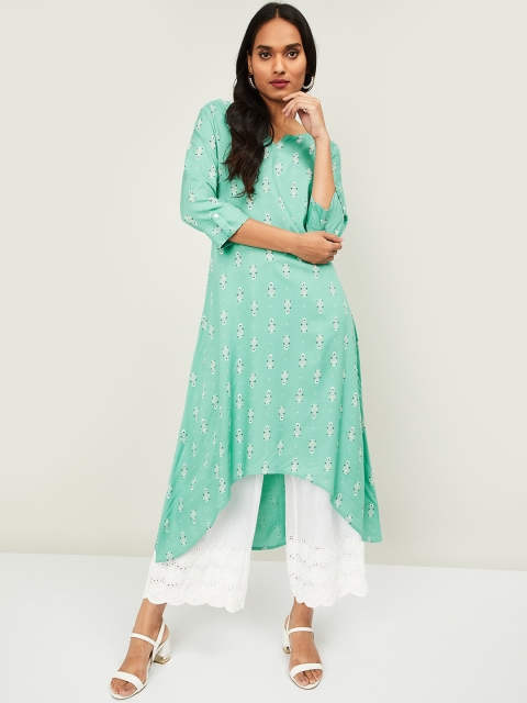 

Melange by Lifestyle Women Turquoise Blue & White Printed A-Line Kurta