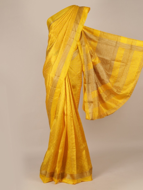 

Pothys Yellow Woven Design Jute Silk Saree