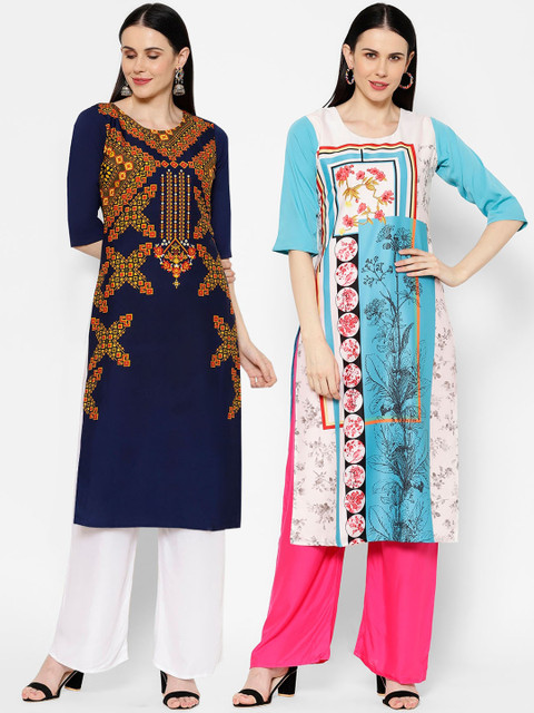

7Threads Women Multicoloured Printed Straight Kurta, Multi