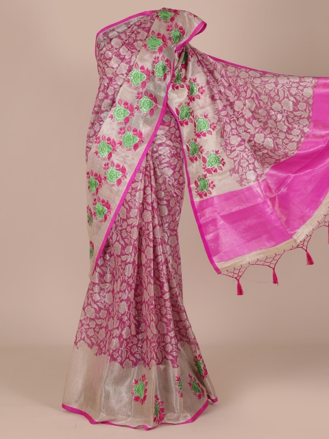 

Pothys Pink Woven Design Cotton Blend Saree