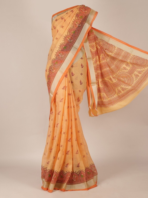 

Pothys Peach-Coloured Printed Cotton Blend Saree