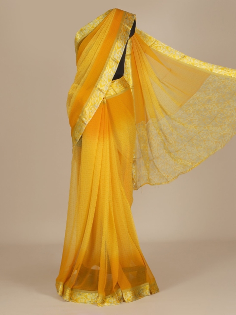 

Pothys Yellow Dyed Poly Chiffon Saree