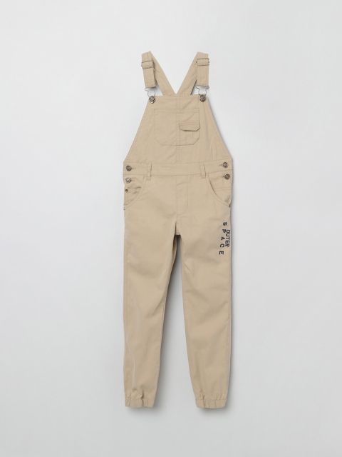 

max Girls Beige Solid Cotton Basic Jumpsuit
