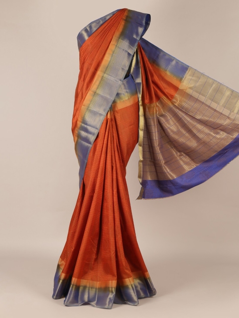 

Pothys Rust Solid Jute Silk Saree