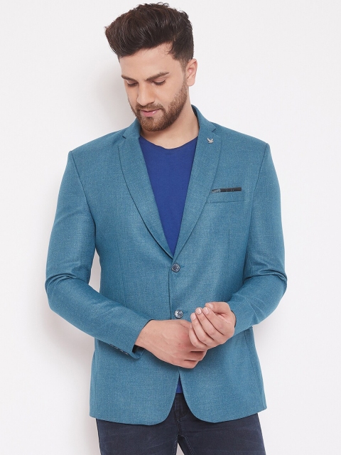 

Canary London Men Blue Solid Single-Breasted Slim-Fit Wool Casual Blazer