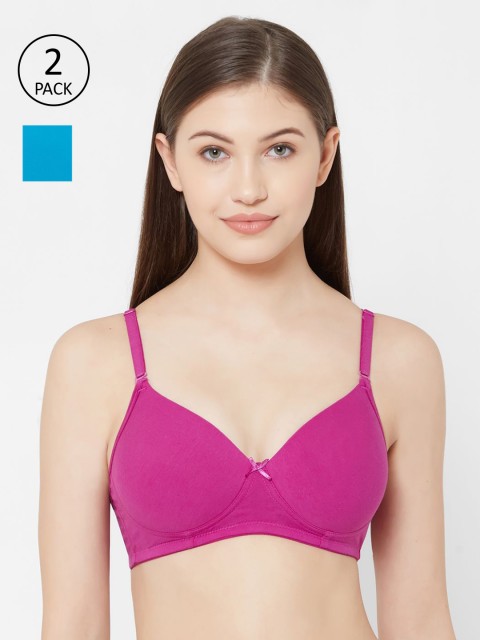 

Juliet Women Pack Of 2 Solid Non-Padded Non-Wired Everyday Bra 1059, Pink