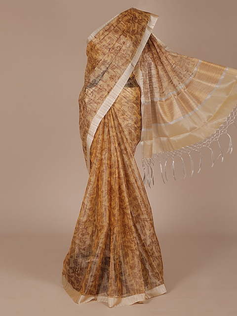

Pothys Brown Printed Tissue Saree