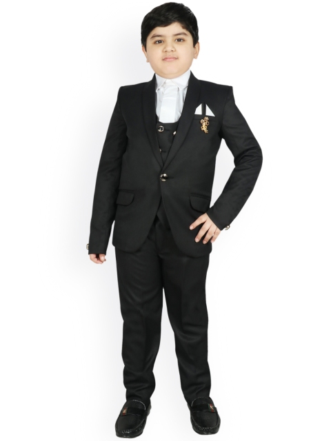 

SG YUVRAJ Boys Black Solid Tuxedo Party Suit