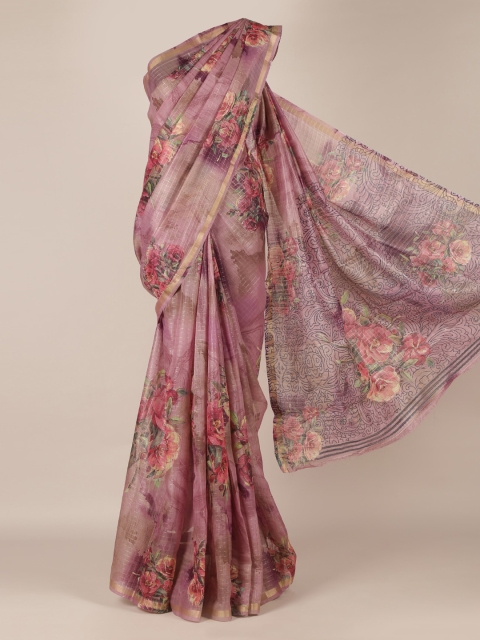 

Pothys Lavender Printed Jute Silk Saree