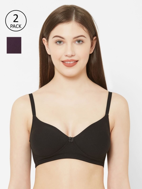 

Juliet Women Pack Of 2 Solid Non-Padded Non-Wired Everyday Bra, Black