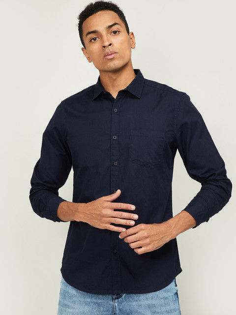 

Fame Forever by Lifestyle Men Navy Blue Slim Fit Solid Casual Shirt