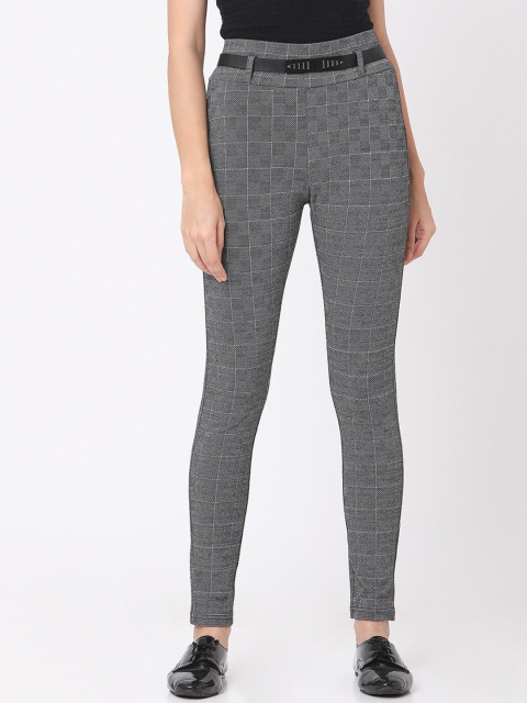 

Deal Jeans Women Grey Checked Slim-Fit Treggings