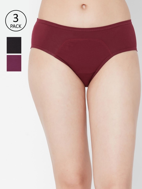

Juliet Women Pack Of 3 Solid Period Briefs, Maroon