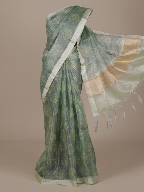 

Pothys Green Floral Printed Tissue Saree