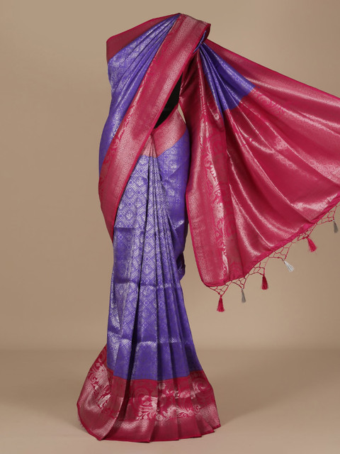 

Pothys Blue & Pink Jute Silk Woven Design Saree