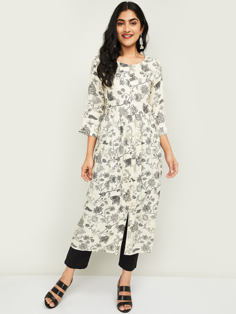 

Melange by Lifestyle Women Off-White Printed A-Line Kurta