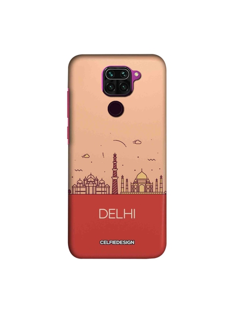 

macmerise Peach Coloured & Red Delhi skyline Xiaomi Redmi Note 9 Back Cover