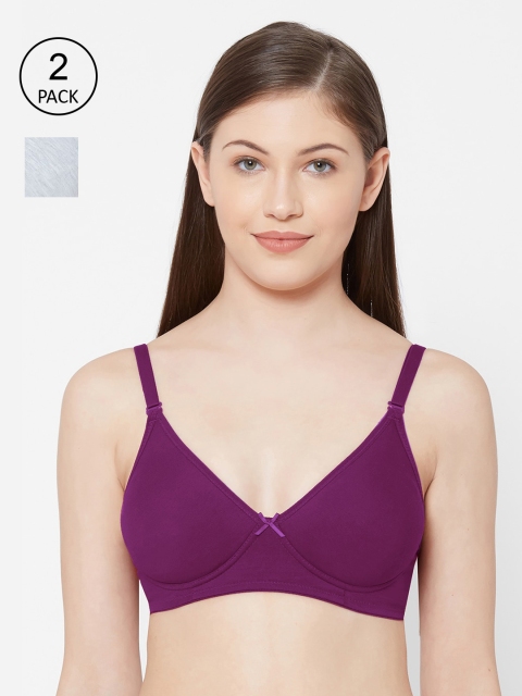 

Juliet Women Pack Of 2 Grey & Purple Solid Super Support Everyday Bra