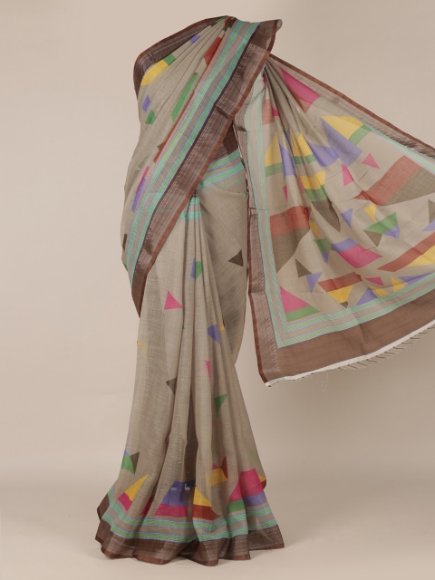 

Pothys Grey Printed Linen Blend Saree