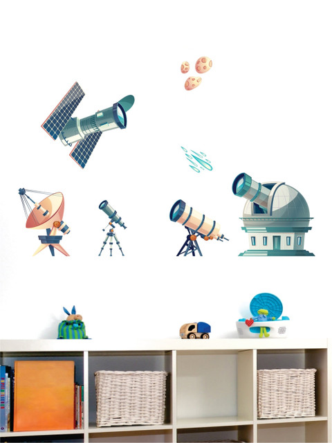 

rawpockets Unisex Multicoloured Satellite and Receiver PVC Vinyl Wall Stickers, Multi