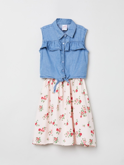 

max Girls Pink Printed Fit and Flare Dress
