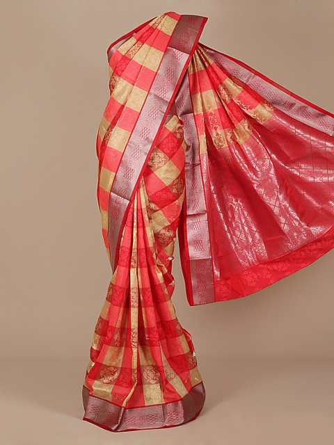 

Pothys Red Woven Design Art Silk Saree