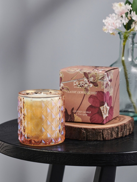 

Pure Home and Living Pink & Beige Classic Lemon Bloom Round Glass Jar Candle