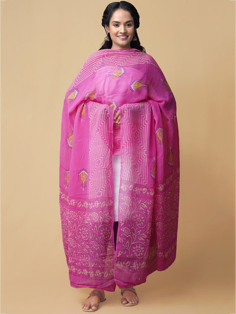 

Unnati Silks White & Pink Solid Unstitched Dress Materials