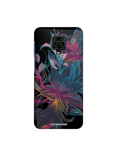 

macmerise Black & Blue Neon Flowers Xiaomi Redmi Note 9 Pro Back Cover