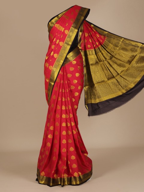 

Pothys Pink Woven Design Poly Chiffon Saree