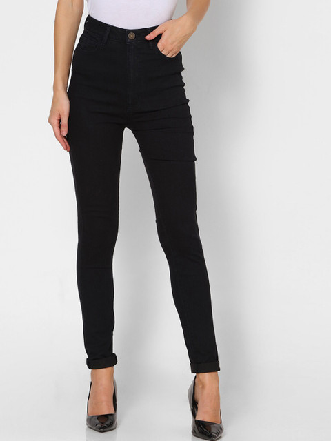 

FOREVER 21 Women Black Regular Fit Mid-Rise Clean Look Jeans